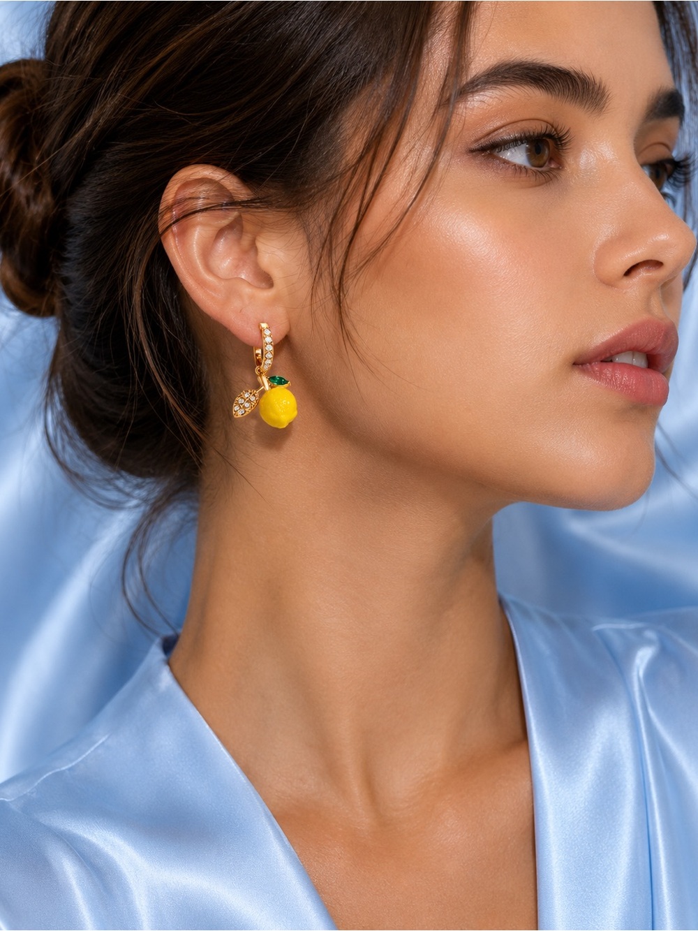 Capri Lemon Drop Crystal Hoop Gold Earrings 🍋
